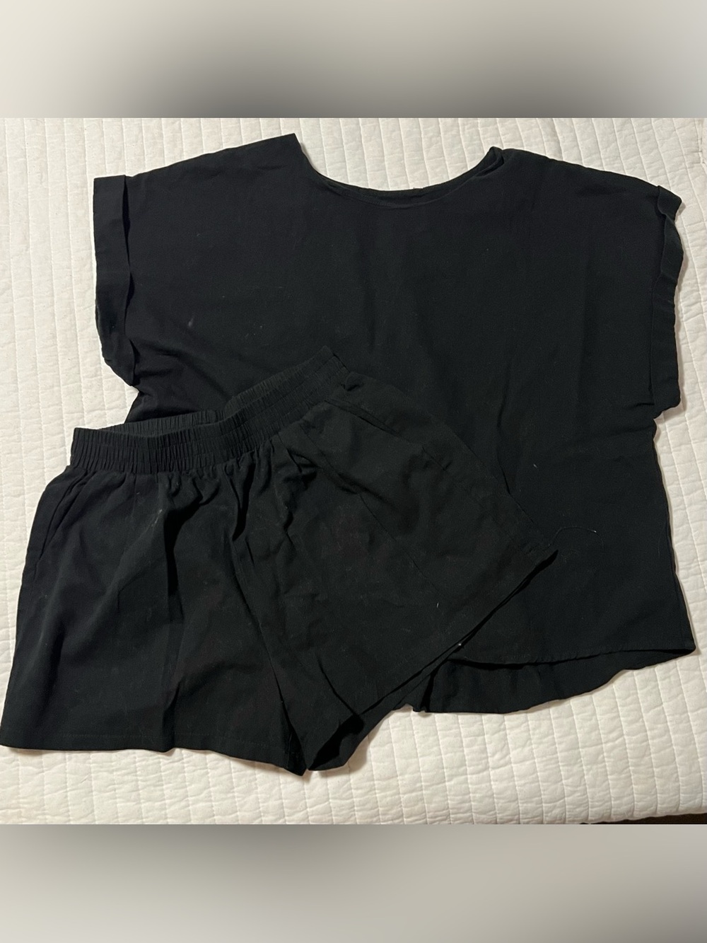 So Me Black Women's Cotton Twill Shorts & Top Set